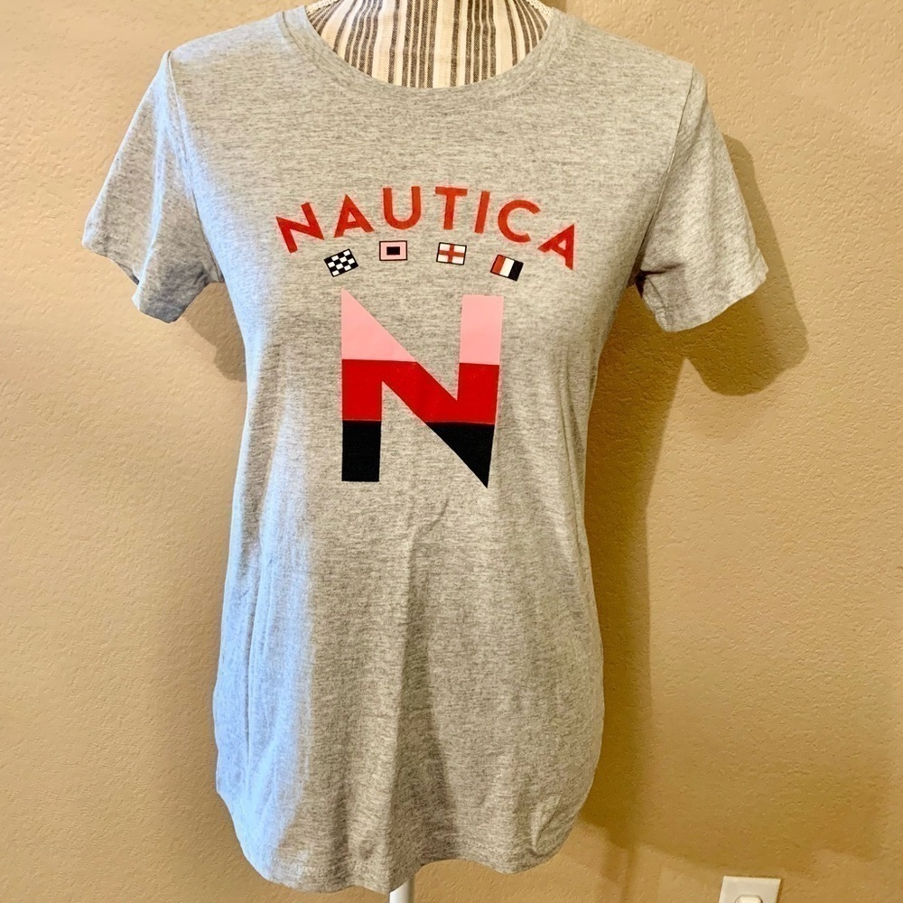 Nautica Tee Small Grey Nautica Graphic Red Pink Navy Blue Int’l Logo Short Sleev